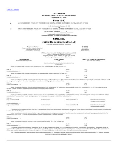 Thumbnail UDR Apartments Annual Report 2020