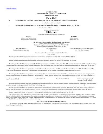 Thumbnail UDR Apartments Annual Report 2021