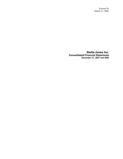 Miniature Stella-Jones Bilan financier fy2007