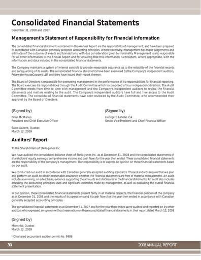 Thumbnail Stella-Jones Financial Statement fy2008