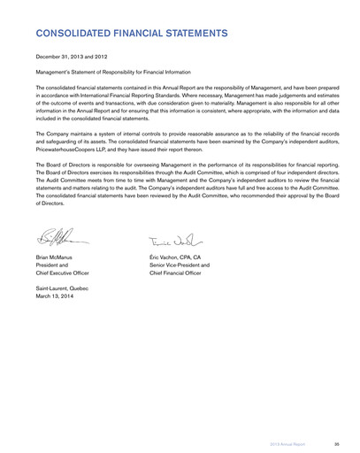 Miniature Stella-Jones Bilan financier fy2013