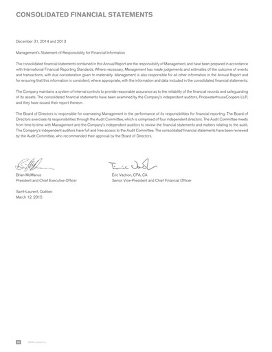 Miniature Stella-Jones Bilan financier fy2014