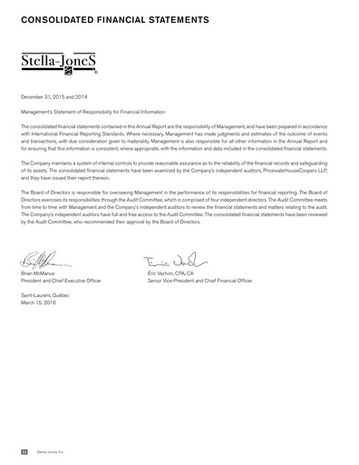 Miniature Stella-Jones Bilan financier fy2015