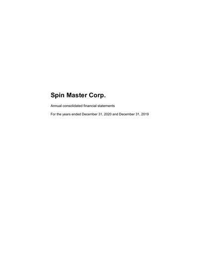 Thumbnail Spin Master Financial Statement 2020