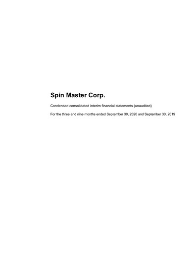 Thumbnail Spin Master Quarterly Report 2020-q3