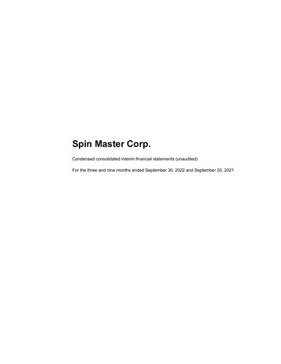 Thumbnail Spin Master Quarterly Report 2022-q3