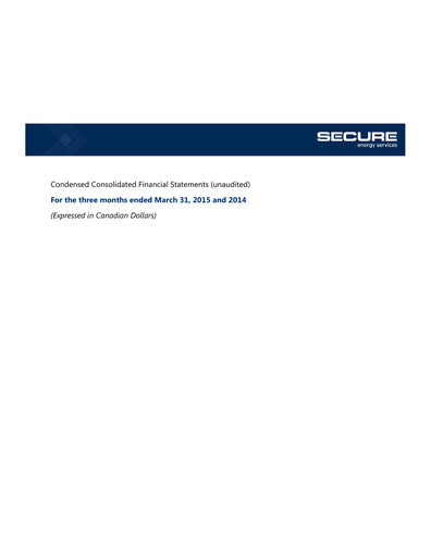 Miniature Secure Energy Services Rapport trimestriel 2015-q1
