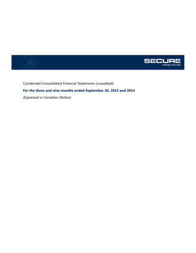 Miniature Secure Energy Services Rapport trimestriel 2015-q3