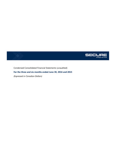 Miniature Secure Energy Services Rapport trimestriel 2016-q2