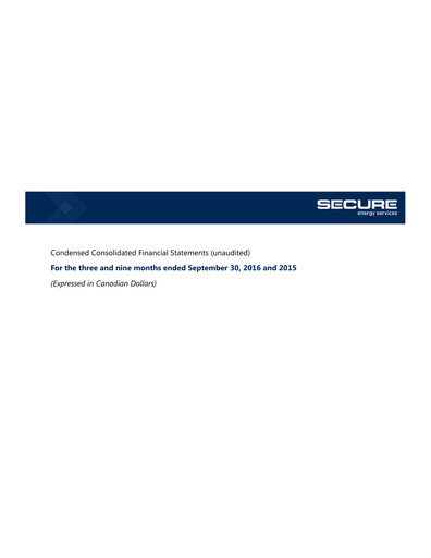 Miniature Secure Energy Services Rapport trimestriel 2016-q3