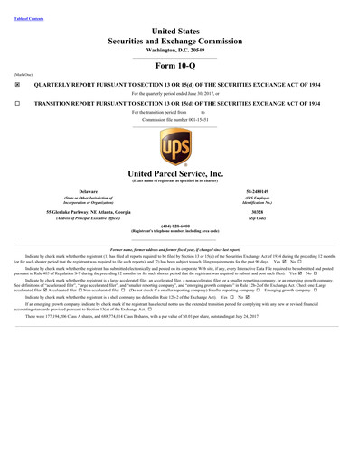 Thumbnail United Parcel Service Quarterly Report 2017-q2