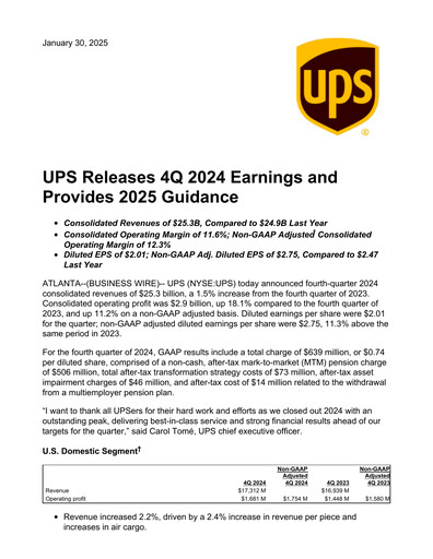 Thumbnail United Parcel Service Quarterly Report 2024-q4