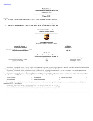 Thumbnail United Parcel Service Quarterly Report 2026-q1