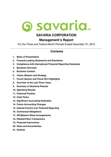 Thumbnail Savaria Corporation Financial Report 2012