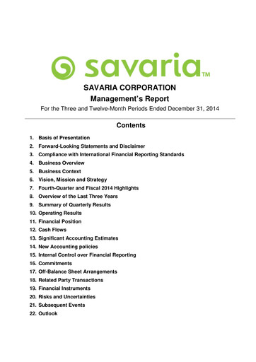 Thumbnail Savaria Corporation Financial Report 2014