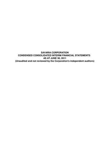 Thumbnail Savaria Corporation Quarterly Report 2011-q2