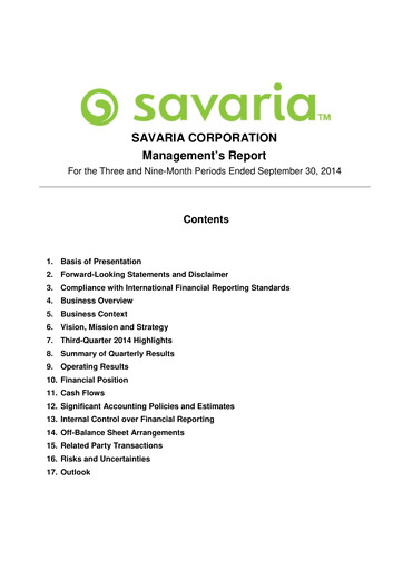Thumbnail Savaria Corporation Quarterly Report 2014-q3