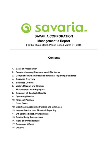 Thumbnail Savaria Corporation Quarterly Report 2015-q1