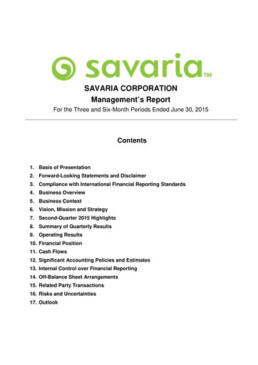 Thumbnail Savaria Corporation Quarterly Report 2015-q2