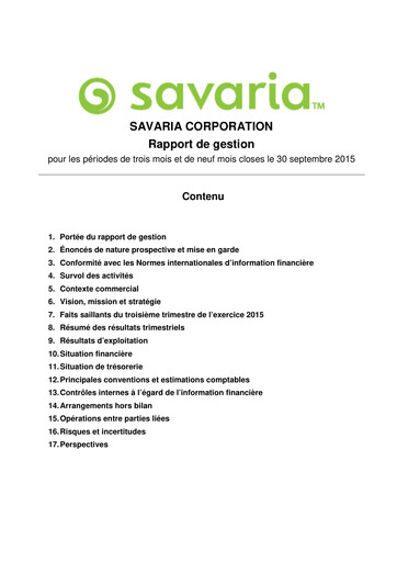 Thumbnail Savaria Corporation Quarterly Report 2015-q3