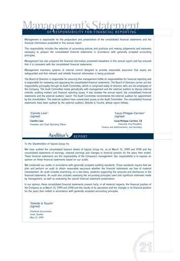 Thumbnail Saputo Financial Statement 1999