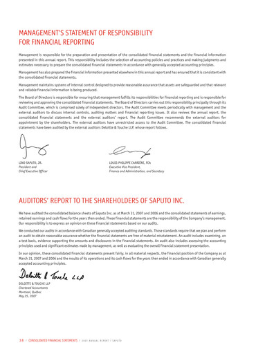 Thumbnail Saputo Financial Statement 2007