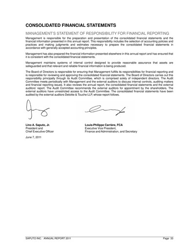 Thumbnail Saputo Financial Statement 2011