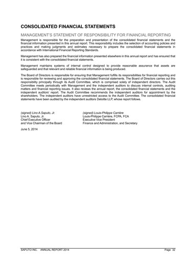 Thumbnail Saputo Financial Statement 2014