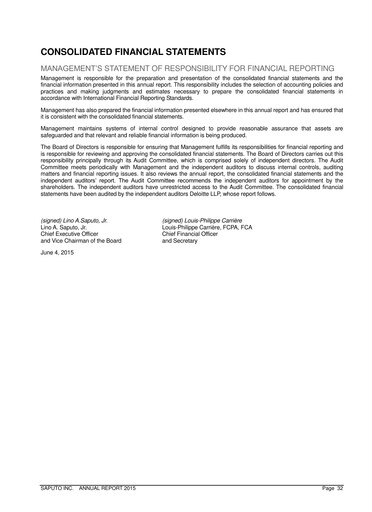 Thumbnail Saputo Financial Statement 2015