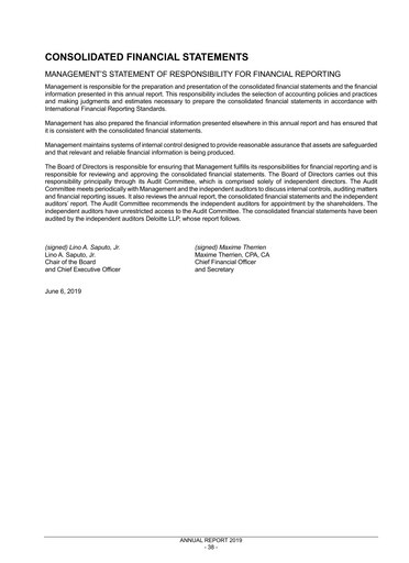 Thumbnail Saputo Financial Statement 2019