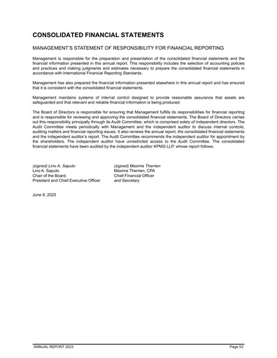 Thumbnail Saputo Financial Statement 2023