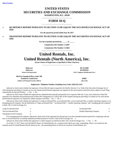 Thumbnail United Rentals
 Quarterly Report 2017-q2