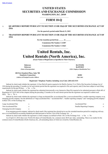 Thumbnail United Rentals
 Quarterly Report 2019-q1