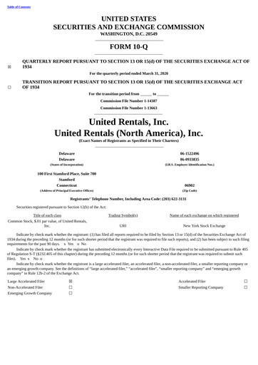Thumbnail United Rentals
 Quarterly Report 2020-q1