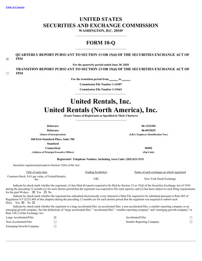 Thumbnail United Rentals
 Quarterly Report 2020-q2