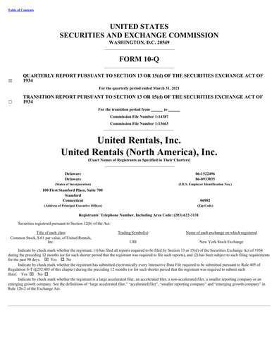 Thumbnail United Rentals
 Quarterly Report 2021-q1