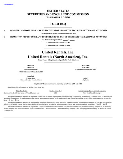 Thumbnail United Rentals
 Quarterly Report 2024-q3