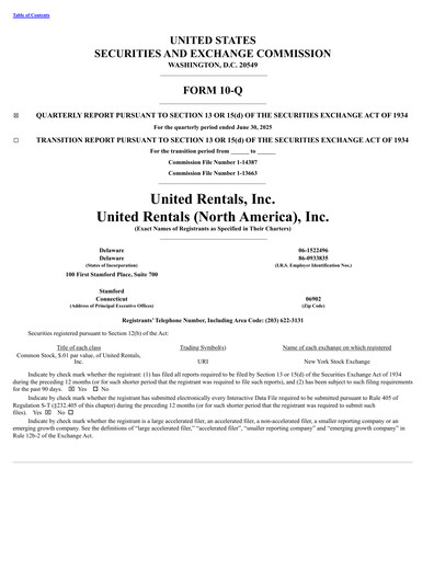 Thumbnail United Rentals
 Quarterly Report 2025-q2