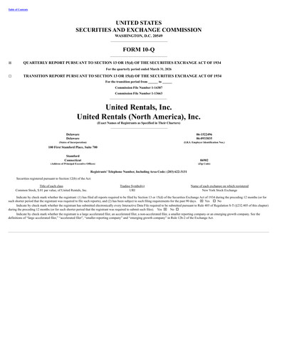 Thumbnail United Rentals
 Quarterly Report 2026-q1
