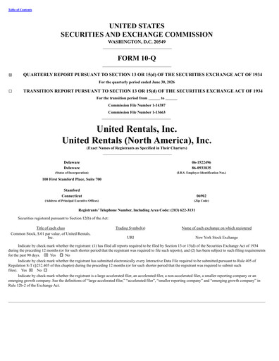 Thumbnail United Rentals
 Quarterly Report 2026-q2