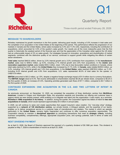 Miniature Richelieu Hardware Rapport trimestriel 2026-q1