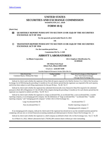 Thumbnail Abbott Laboratories Quarterly Report 2022-q1