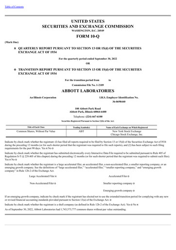 Thumbnail Abbott Laboratories Quarterly Report 2022-q3