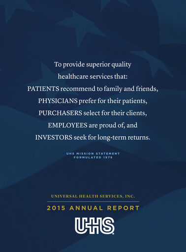 Thumbnail Universal Health Services
 Annual Report 2015