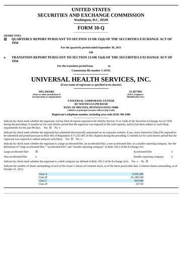 Thumbnail Universal Health Services
 Quarterly Report 2015-q3