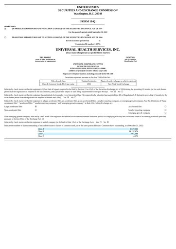 Thumbnail Universal Health Services
 Quarterly Report 2022-q3