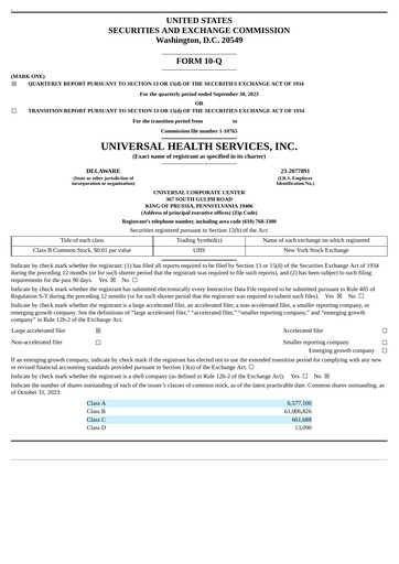 Thumbnail Universal Health Services
 Quarterly Report 2023-q3