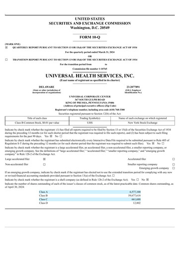 Vorschaubild Universal Health Services
 Quartalsbericht 2024-q1