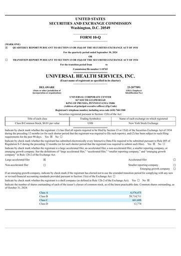 Vorschaubild Universal Health Services
 Quartalsbericht 2024-q3