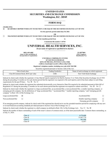 Thumbnail Universal Health Services
 Quarterly Report 2026-q2